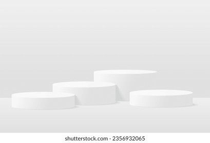 3 quinquies productos de fondo muestran podio. representación 3d del vector de fondo con podio. se presenta producto cosmético en el podio 3d. Muestra de escenario en el estudio de fondo peatonal de color beige