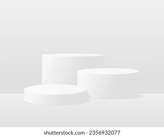 3 quinquies productos de fondo muestran podio. representación 3d del vector de fondo con podio. se presenta producto cosmético en el podio 3d. Muestra de escenario en el estudio de fondo peatonal de color beige