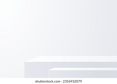 3d background products display podium. background vector 3d rendering with podium. stand to show cosmetic product on podium 3d. Stage showcase on pedestal display beige background studio