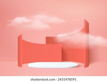 3d background products display podium scene with geometric platform stand to show cosmetic products. Stage showcase on pedestal display studio	