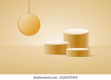 produtos de fundo 3d exibem cena de pódio com plataforma geométrica. vetor de fundo renderização 3d com pódio. stand para mostrar produtos cosméticos. Exibição de palco no estúdio bege de exibição de pedestal