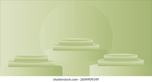 3d background products display podium scene with geometric platform. background vector 3d rendering with podium. stand to show cosmetic products. Stage showcase on pedestal display beige studio