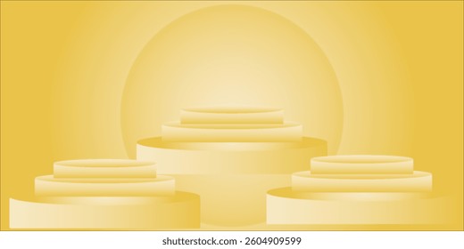 3d background products display podium scene with geometric platform. background vector 3d rendering with podium. stand to show cosmetic products. Stage showcase on pedestal display beige studio