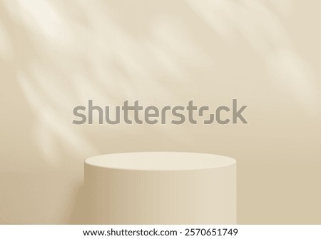 3d background products display podium scene with geometric platform. background vector 3d rendering with podium. stand to show cosmetic products. Stage showcase on pedestal display beige studio