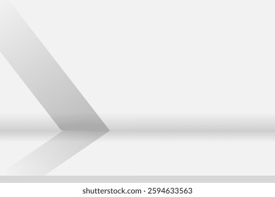 3d background products display white scene with platform. Minimal 3d shelf. Room in the 3d. White Background,Studio Wall Room with Shadow. Abstract white background. Empty room with spotlight effect.