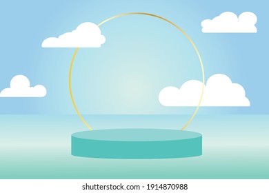 3d background products minimal podium scene with sky cloud platform. 3d background vector image