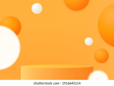 3d background products minimal podium scene with geometric platform. background vector 3d rendering with podium. stand to show cosmetic products. Stage showcase on pedestal modern studio orange pastel