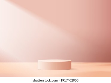 3d background products minimal podium scene with geometric platform. background vector 3d rendering with podium. stand to show cosmetic products. Stage showcase on pedestal modern studio pink pastel