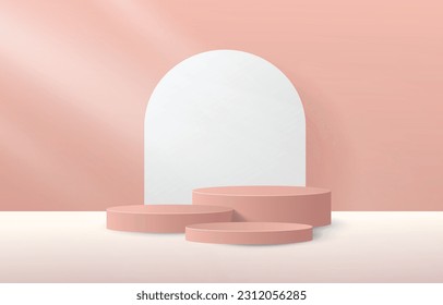 	
3d productos de fondo mínimo escena de podio con peatón beige. mostrar representación 3d vectorial de fondo con podio. se puede mostrar productos cosméticos 3d. Muestra de escena en el estudio peatonal beige podiu