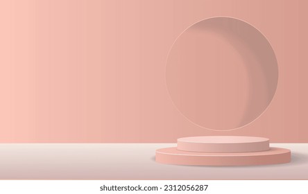 	
3d background products minimal podium scene with beige pedestal. display background vector 3d rendering with podium. stand to show cosmetic products 3d. Stage showcase on pedestal studio beige podiu
