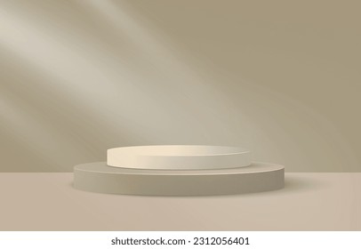 3d background products minimal podium scene with beige pedestal. display background vector 3d rendering with podium. stand to show cosmetic products 3d. Stage showcase on pedestal studio beige podium