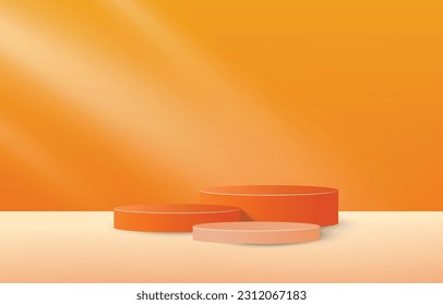 3d background products minimal podium scene with beige pedestal. display background vector 3d rendering with podium. stand to show cosmetic products 3d. Stage showcase on pedestal studio beige podium