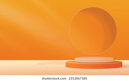 3d productos de fondo mínimo escena de podio con peatón beige. mostrar representación 3d vectorial de fondo con podio. se puede mostrar productos cosméticos 3d. Escaparate en el podio peatonal de estudio beige