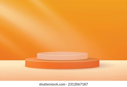 3d productos de fondo mínimo escena de podio con peatón beige. mostrar representación 3d vectorial de fondo con podio. se puede mostrar productos cosméticos 3d. Escaparate en el podio peatonal de estudio beige