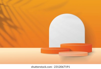 3d background products minimal podium scene with beige pedestal. display background vector 3d rendering with podium. stand to show cosmetic products 3d. Stage showcase on pedestal studio beige podium