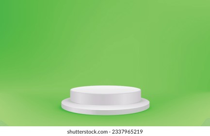 Escena de podio con plataforma geométrica de productos de fondo 3d. Representación 3d del vector de fondo beige con podio. para mostrar productos. Escenario de exhibición en el estudio peatonal verde pastel
