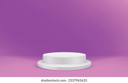 Escena de podio con plataforma geométrica de productos de fondo 3d. Representación 3d del vector de fondo beige con podio. para mostrar productos. Escenario de exhibición en el estudio peatonal púrpura pastel