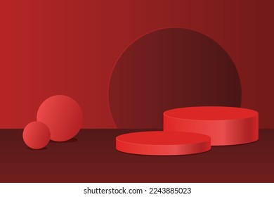 3d background products two red podium, Product Prodium, Stand product, valentine, Chinese new year