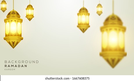 3D Background Ramadan Kareem greeting design with classic pattern and lantern