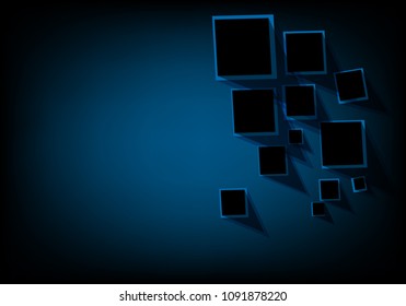 3d background square black blue blank background - Vector Design Concept 