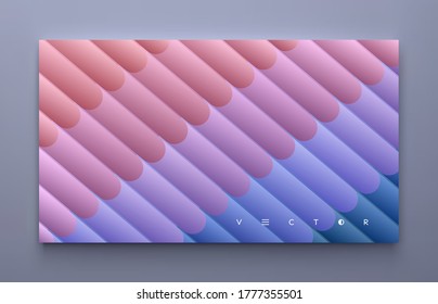 3D background striped symmetric lines. Abstract background with dynamic effect. Creative design poster with vibrant gradients. Vector Illustration for advertising, marketing or presentation. 