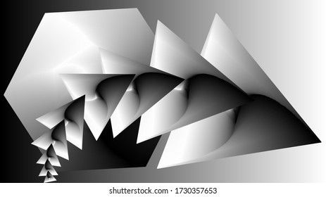 3d background with three-dimensional geometric shiny shapes. Noisy, architectural and modern abstract illustration. Vector.