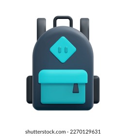3d backpack icon vector. Isolated on white background. 3d online learning, back to school and education concept. Cartoon minimal style. 3d bag icon vector render illustration.
