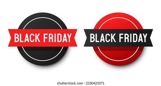 3d badge Black Friday. Round tag. Vector clipart isolated on white background.