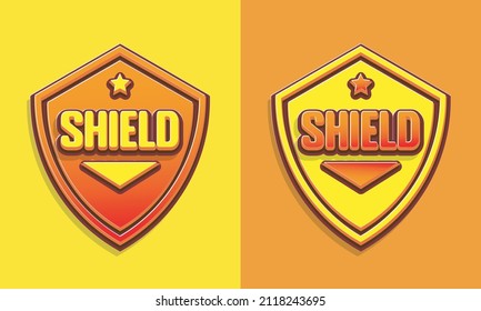 Vector de iconos del logotipo del Escudo de marcado 3D. Diseño de vectores de depuración.