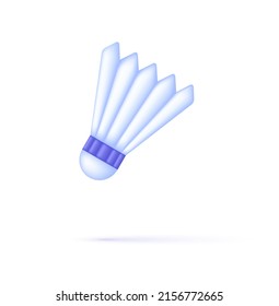 3D Badminton shuttlecock isolated on white background. Game and sport concept. Can be used for many purposes. Trendy and modern vector in 3d style.