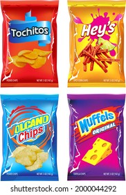 3D bags of creative chips and snacks template set 2