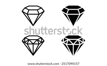 3d Balck and White Diamond Icons 