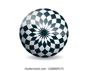 3D ball abstract vector illustration. Pattern sphere modern design. Round shape globe isolated on white background.