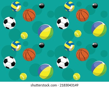 3D Ball Basketball Soccer Tennis Billiard Volleyball Seamless Wallpaper Background
