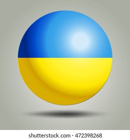 3D Ball with Flag of ukraine on grey background.