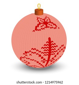 3-d ball with knitted texture. Christmas decoration. Element for Christmas cards design.