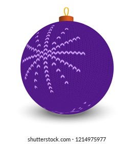 3-d ball with knitted texture. Christmas decoration. Element for Christmas cards design.
