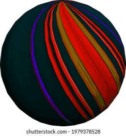 3D ball model with multi-colored stripes. 