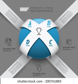 3d ball with ribbons around / design infographics education, technology, global