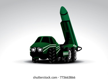 3D ballistic missile truck vector illustration