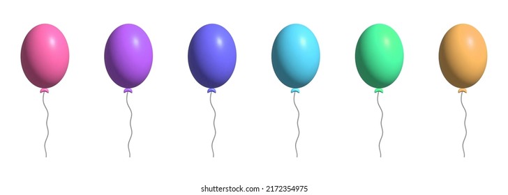 3d ballons set. Design for anniversary, birthday party. Vector illustration