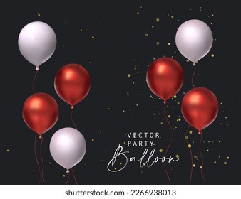 3d balloon air celebration vector party background. Happy holiday creative invitation