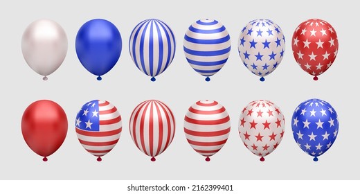 3d balloon collection for july 4th american independence day element design