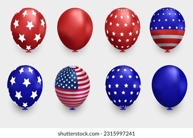 3d balloon collection for july 4th america independence day element decoration
