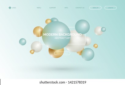 3d balloon, sphere realistic background, banner for presentation, landing page, web site. Abstract poster with text space