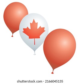Globos 3D en los colores de Canadá sobre fondo blanco	