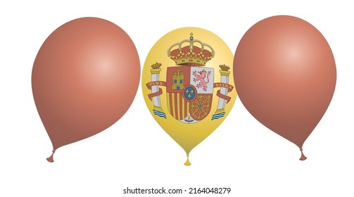 3D balloons in the colors of Spain on a white background 