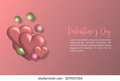 3D balloons love design background , website landing page design decoration beautiful greeting invitation , gift romance february illustration