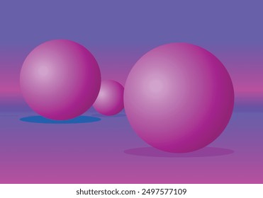 Fondo de bolas 3D para maqueta de producto o foto de color púrpura y rosa con hermosos tonos degradados
