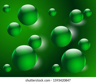 3D balls of green colors background
